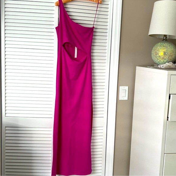 Revolve Susana Monaco One Shoulder Midi Dress Magenta M - Picture 5 of 12